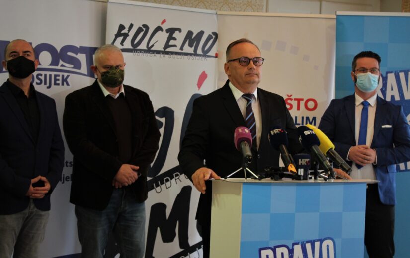 U Osijeku predstavljena predizborna suradnja i podrška nezavisnom kandidatu za gradonačelnika grada Osijeka Berislavu Mlinareviću