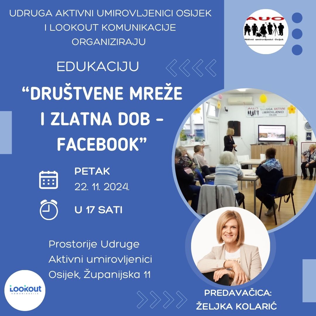 Edukacija i radionica za umirovljenike “Društvene mreže i zlatna dob – Facebook”