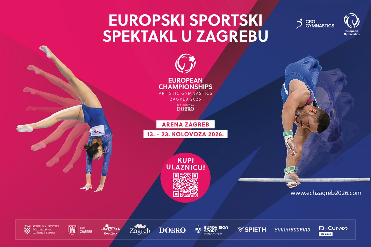 Još samo 100 dana do Europskog prvenstva u sportskoj gimnastici – Zagreb 2026.